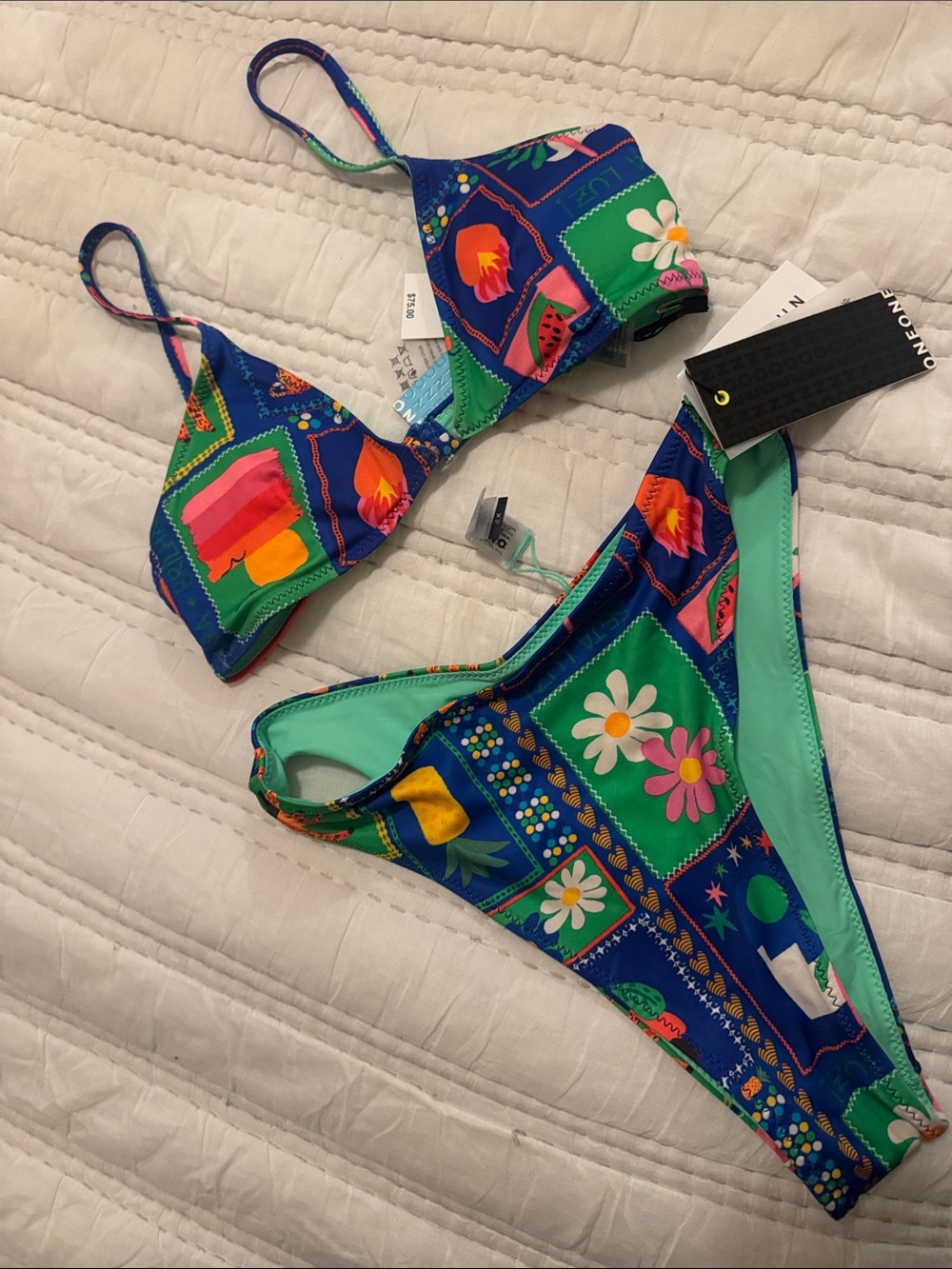 One one Bikini Set - Blue & Green oneone